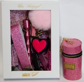 Sicherheits-Schl&uuml;sselanh&auml;nger Set - Mein Schutzengel pink Selbstschutz Schl&uuml;sselanh&auml;ger Set - Mein Schutzengel pink Verteidigungsschl&uuml;sselanh&auml;nger Set 12-tlg - Mein Schutzengel pink Schl&uuml;sselanh&auml;nger Selbstverteidigungs-Set 12 tlg. - Mein Schutzengel pink