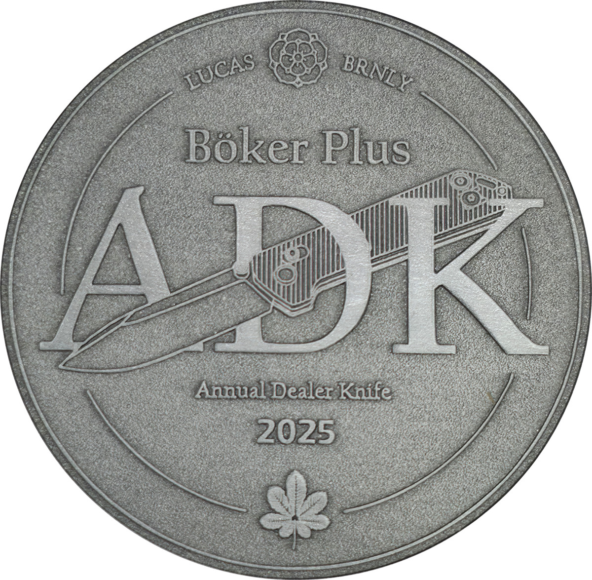 Böker Plus Händlermesser 2025 Grau 01BP0031 Annal Dealer Knife Coin Vorderseite