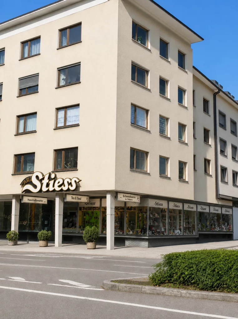 Fachgeschäft von Carl Stieß am Waisenhausplatz in Pforzheim