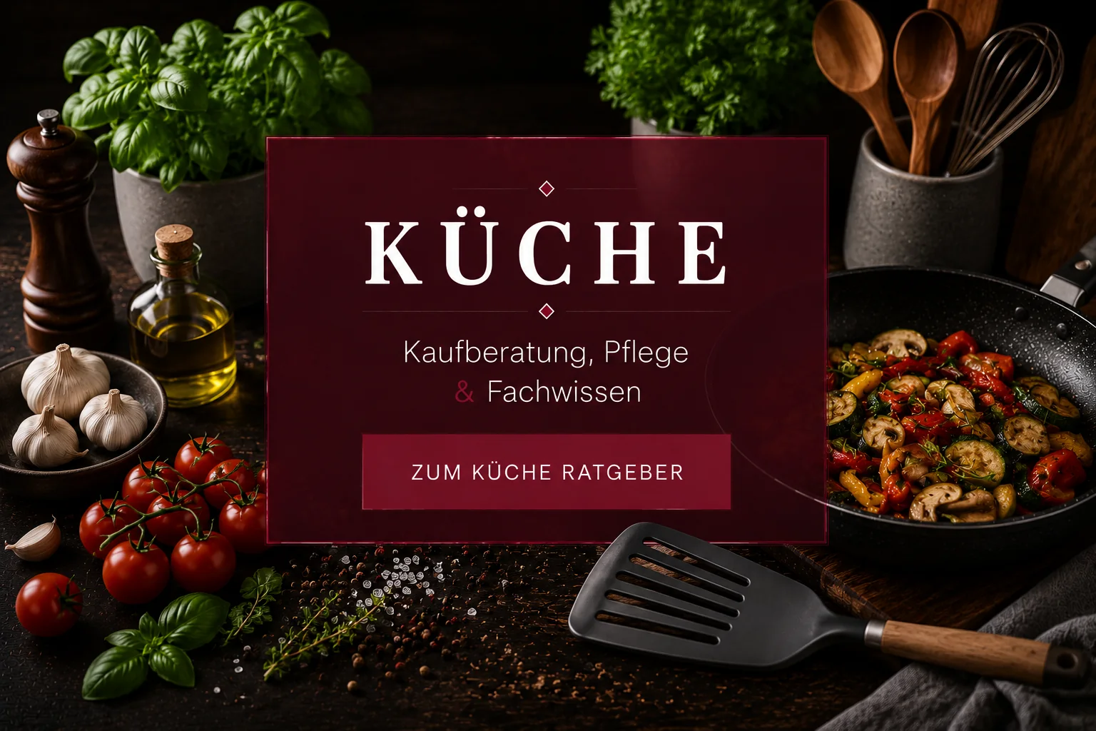 Coverbild des Küche-Ratgebers von Carl Stieß mit Bratpfanne, Pfannenwender und typischen Küchenutensilien.