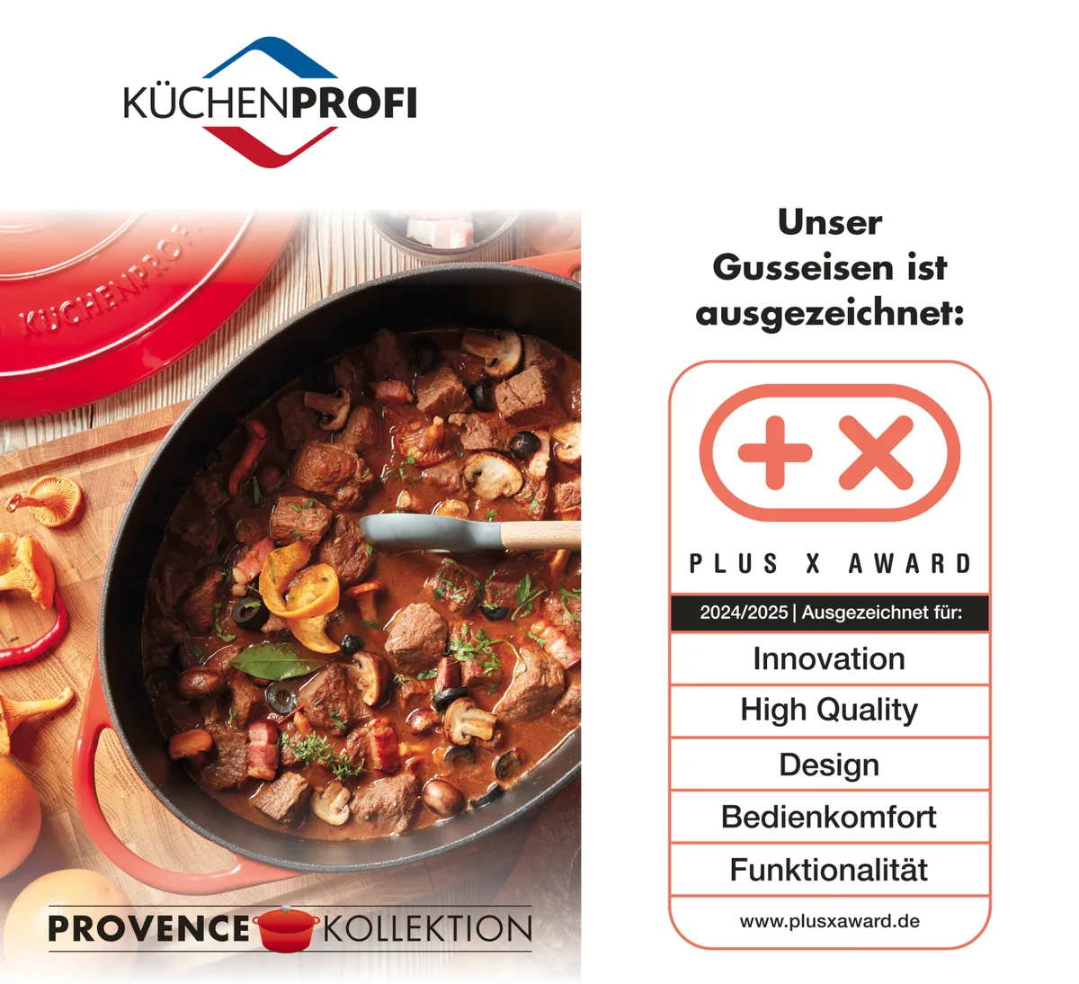 KÜCHENPROFI Bauernpfanne PROVENCE Gusseisen Ø 28 cm mit hohem Glasdeckel schwarz – Bild 8
